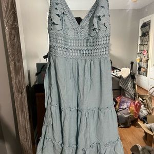 Love Tree light blue sun dress open back